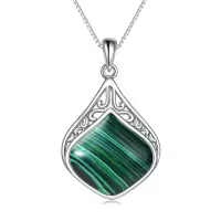 wholesale 925 Sterling Silver Moonstone Lapis Larimar Moss Agate Teardrop Filigree Pendant-Malachite teardrop necklace