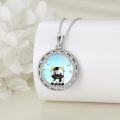 wholesale 925 Sterling Silver Moonstone Pendant with Cow Design - Cute Animal Charm Necklace for Women Gifts-0-2