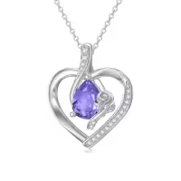 TOUPOP Sterling Silver Birthstone Necklace For Women-undefined