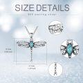 wholesale 925 Sterling Silver Turquoise and Moonstone Dragonfly Pendant Necklace for Women & Moms-0-3