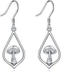 wholesale 925 Sterling Silver Mushroom Teardrop Dangle Earrings for Women Girls Mom Daughter Gift-mushroom earrings 2