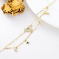 wholesale 14k Gold Moon Star Cubic Zirconia Double Layer Charm Anklet-0-2