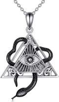 wholesale 925 Sterling Silver Evil Eye Triangle Snake Pendant Necklace for Women Girls s-0-0