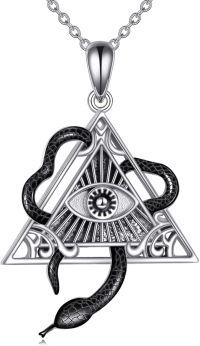 wholesale 925 Sterling Silver Evil Eye Triangle Snake Pendant Necklace for Women Girls s-Snake