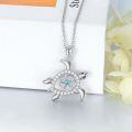 wholesale 925 Sterling Silver Heart-Shaped Sea Turtle Pendant Necklace with Blue Crystal Center for Women and Moms Gifts-0-1