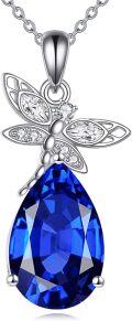 wholesale 925 Sterling Silver Blue Crystal Dragonfly Pendant Necklace s for Women-0-0