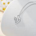 wholesale 925 Sterling Silver 925 & Cubic Zirconia Double Heart Pendant Necklaces for Women Gifts-0-4