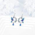 wholesale 925 Sterling Silver Hummingbird & Flowers Drop Earrings for Women Girls  4cm Long-0-2