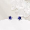 wholesale 925 Sterling Silver Blue Stone Round Stud Earrings-0-2