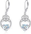 wholesale 925 Sterling Silver Celtic Knot Heart Drop Earrings with Opal and Cubic Zirconia - Irish  for Women-0-0