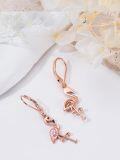 wholesale 925 Sterling Silver Plated Rose Gold Flamingo Drop Earrings with Pink Crystal Accents for Women-0-5