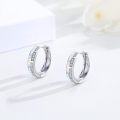 wholesale 925 Sterling Silver Opal Inlay Huggie Hoop Earrings with Cubic Zirconia Accents for Men & Women-0-2