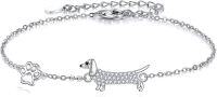 wholesale 925 Sterling Silver Dachshund Paw Print Charm Bracelet s for Women-Dachshund