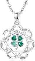 wholesale 925 Sterling Silver Green Crystal Shamrock Pendant Necklaces for Women Irish Luck s-0-0