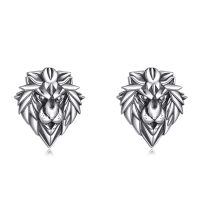 wholesale 925 Sterling Silver Lion Head Stud Earrings for Women and Men - Animal Shape  Idea-lion