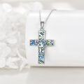 wholesale 925 Sterling Silver Abalone Shell Inlay Cross Pendant Necklace for Women Girls  43cm Chain Length-0-3