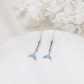 wholesale 925 Sterling Silver Rainbow Mermaid Tail Drop Dangle Hook Earrings for Women Girls Gift-0-2