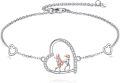 wholesale 925 Sterling Silver Poodle Dog Heart Charm Bracelet s for Women Girls-0-0