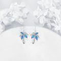 wholesale 925 Sterling Silver Palm Tree Blue Opal Dangle Earrings Boho Beach Jewelry-0-4