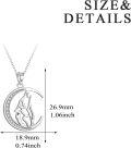 wholesale 925 Sterling Silver CZ Howling Wolf in Crescent Moon Pendant Necklace for Women Girls -0-3