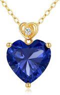 wholesale 14K Gold 3Ct Heart Cut Created Birthstone Love Heart Necklace for Women-0-0