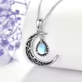wholesale 925 Sterling Silver Crescent Moon with Amethyst Pendant Necklaces for Women s 45cm Chain Length-0-18