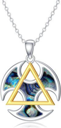 wholesale 925 Sterling Silver Triquetra Trinity Knot Moon Phase Pendant Necklace for Women's s-AA