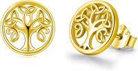 wholesale 925 Sterling Silver Tree of Life Celtic Stud Earrings - Holiday Gift for Women-black tree A