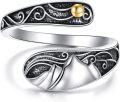 wholesale Sterling Silver & Gold Mountain Spoon Ring Vintage Nature-Inspired Adjustable Thumb Ring for Women-0-0
