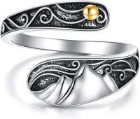 wholesale Sterling Silver & Gold Mountain Spoon Ring Vintage Nature-Inspired Adjustable Thumb Ring for Women-Mountain