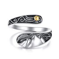 wholesale Sterling Silver & Gold Mountain Spoon Ring Vintage Nature-Inspired Adjustable Thumb Ring for Women-Mountain