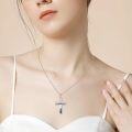 wholesale 925 Sterling Silver Cross with Wave and Tree Design Pendant Necklace for Women-0-4