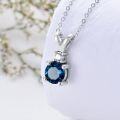 wholesale 14K Gold Round Cut Blue Topaz and Cubic Zirconia Pendant Necklace for Women-0-1