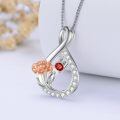 TOUPOP Sterling Silver Floral Pendant Birth Month Flower Necklace-0-2