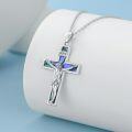 wholesale Sterling Silver Abalone Shell Cross Necklace Christian Gift for Women-0-23