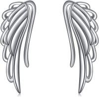 wholesale 925 Sterling Silver Wing Stud Earrings with Musical Notes for Women and Girls-Angel Wings Stud Earrings