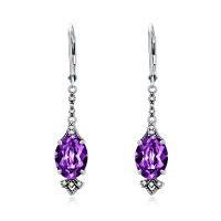 wholesale 925 Sterling Silver Blue Drop Earrings Wholesale With Cubic Zirconia-Amethyst Purple