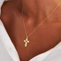 wholesale 925 Sterling Silver Gold Plated Cubic Zirconia Birthstone Cross Necklace-0-1