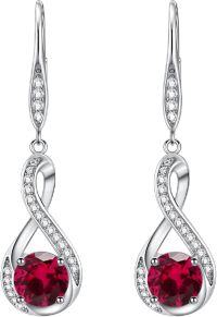 wholesale Sterling Silver Birthstone Infinity Dangle Earrings for Women Luxury Packaged-07-July