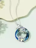 TOUPOP Sterling Silver Blue Crystal Cat Paw Heart Pendant Necklace-0-3