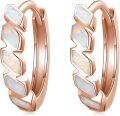 wholesale Rose Gold 925 Sterling Silver White Fire Opal Geometric Huggie Hoop Earrings for Women (Hypoallergenic)-0-0