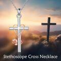 wholesale 925 Sterling Silver Cross with Rose and Heart Pendant Necklace for Women-0-5