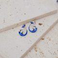 wholesale 925 Sterling Silver Blue Enamel Ocean Wave Stud Earrings-0-2