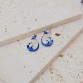wholesale 925 Sterling Silver Blue Wave Earrings Wholesale With Enamel And Rhinestone Details-0-2