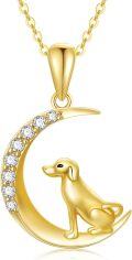 wholesale 14K Gold Crescent Moon with Dog Pendant Necklace for Women - 16-18 Chain-0-0