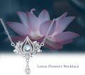 wholesale 925 Sterling Silver Lotus Flower Pendant Necklaces Moonstone CZ Gemstones s for Women Girls-0-4