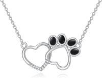 wholesale 925 Sterling Silver Heart & Paw Print I Love You Engraved Dog Pendant Necklace for Women - Memorial s-Heart and Paw Print Necklace