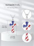 wholesale 925 Sterling Silver USA Flag Cross Pendant Necklace with Chain 4-Leaf Clovers Design-0-1