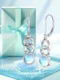 wholesale 925 Sterling Silver Platinum Plated Blue Opalite Chain Link Drop Earrings-0-4