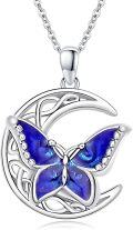 wholesale 925 Sterling Silver Blue Moonstone Butterfly Pendant Necklace-0-0